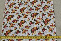 By 1/2 Yd, Vintage, Bright Red Gold & Green Floral on White Quilt Cotton, P92
