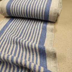 100% linen fabric – heavy french belgium flax dense – striped sack weave linen