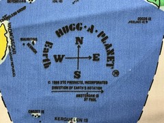 1988 Hugg-A-Planet EARTH Fabric Panel By XTG Products DIY Huggable World Map