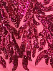 Francesca DARK PINK Vines and Diamonds Pattern Sequins on Dark Pink Mesh Lace F