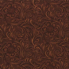 Tooled Leather-Look, Brown, Fabric, 100% Cotton, Western Basics, South Western,