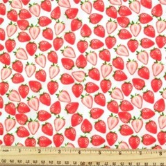 Strawberry fruit summer 95% polyester 5% Cotton fabric 20″x55″ 1102856