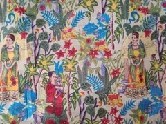 25 Yards Fabric Indian White Frida Hand Printed Cotton Fabric Sewing Fabrics