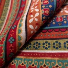 Folkloric Border Stripe Multi Cotton Fabric 44″x36″ Precut Yard