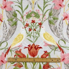 Covington GUINEVERE Bird Floral Pastel Pink MIST Linen Drapery Pillow Fabric BTY