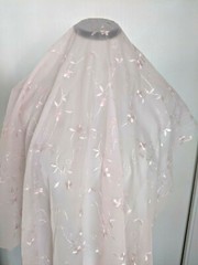 Discount embroidered pink Voile 110″ wide by yard. Semi sheer. Free swatches.