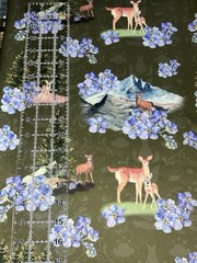 1 Meter Lindy Bop Scuba Double Knit Fabric Deer Woodland Forest