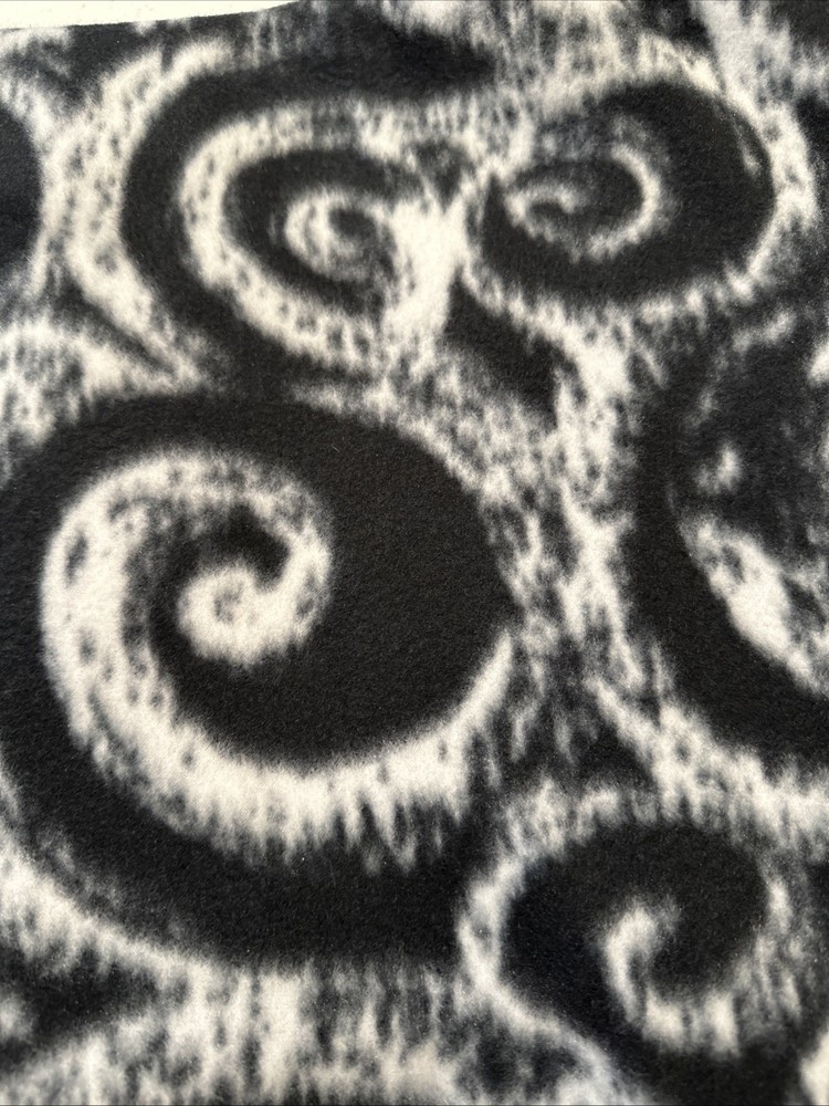 Black White Swirl Plush Fleece Fabric 1.5yd x 60” Sewing SEE STORE 4 MORE FLEECE