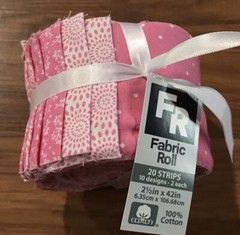 Jelly Roll Pink 2 1/2” X 42” 20 Strips 10 Designs 100% Cotton