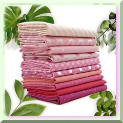 Pink Patchwork Cotton Fabric Set 10 Pieces