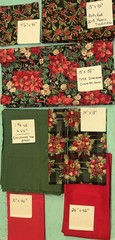 Assorted Lot Christmas Poinsettia Print & Solid Fabric Material 6 Diff Fabrics
