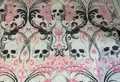 Alexander Henry Collection “Regent Skull” Fabric In Pink – By The 1/2 YD – 2005