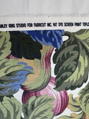 Vintage STANLEY KING STUDIO FLORAL FABRIC 104”x 58” Rose Vibrant Sateen Cotton