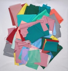 Vintage Scrap Fabric Pieces Various Colors Polyester 1 Pound Lot Destash