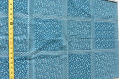 By 1/2 Yd, Vintage, Pink & Cream Calico-Blocks on Blue, Concord, Kessler, V135