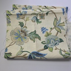 ​P Kaufmann Brissac Sapphire Linen Blend Fabric Floral Jacobean Fleur De Leaf…