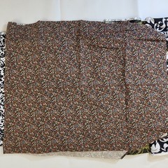 Lot 5 Fabrics Different Patterns Green Black White Scroll Brown Floral Tie Dye