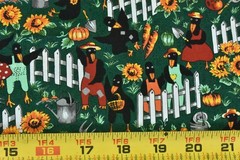 By 1/2 Yd, Vintage, Colorful Halloween-Characters in Garden, Hi Fashion, B1703