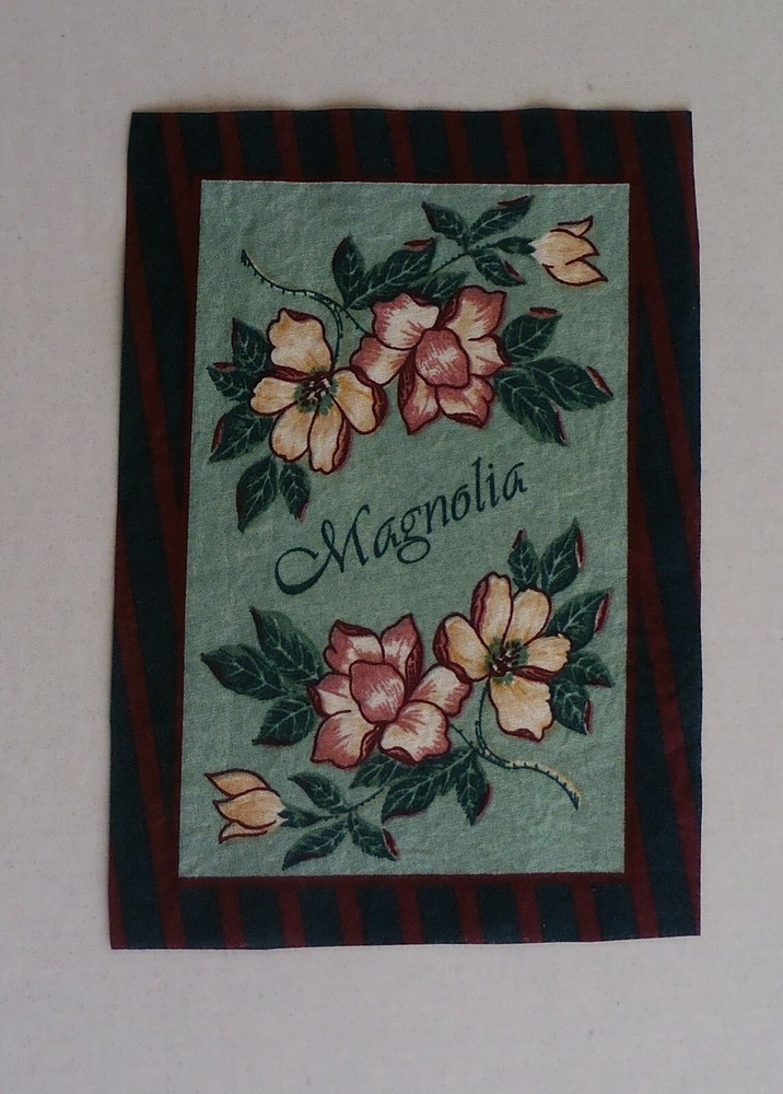 Fabric Cotton Square – Picture Size 4″ x 6 1/4″ of Light Pink Magnolia Blossoms