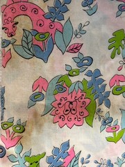 Vintage NEON Jungle Zebra Lion Giraffe Unbranded Fabric approximate 44”x 98”