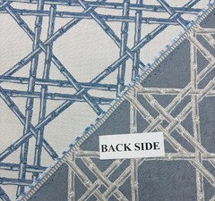SUNBRELLA REIGN BLUE RATTAN LATTICE BAMBOO WOVEN OUTDOOR INDOOR FABRIC BTY 54″W