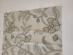 G P & J Baker Fabric Sample Linen Brown Embroidered Floral 18″ X 18″