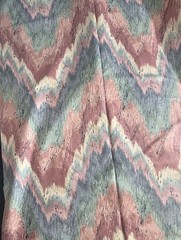 VTG 80s Stanley King Chevron Flame Fabric Screen Print Blue Pink Green 56 X 82