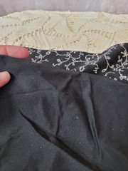 Black Silver Metallic Scroll Vine Fabric Remnant 13×54 Formal Sewing Craft