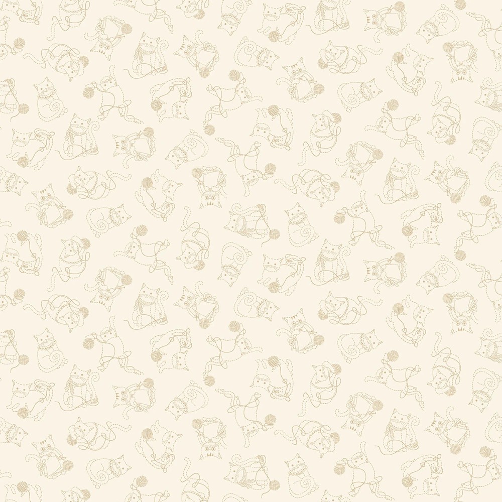 Knit 1 Purr 2 Ecru Tone on Tone 6 Inch Repeat Studio e BTY
