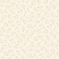 Knit 1 Purr 2 Ecru Tone on Tone 6 Inch Repeat Studio e BTY