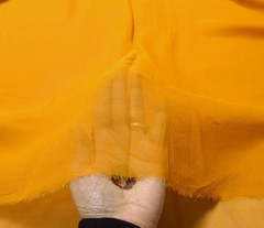 Sushila Vintage Mustard Sari Remnant Scrap Pure Georgette Silk Craft Fabric