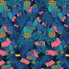 CLOUD9 – Desert Dance By Jillian Nichole – Snakes Underfoot – Blue ,1/4 yard