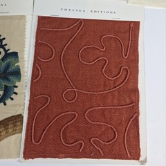 Chelsea Editions Embroidered Fabric Samples Lot of 8 Linen Textile Swatches