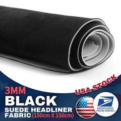 60″x60″ Black Suede Headliner Fabric Foam Back Roof Repair Upholstery Material