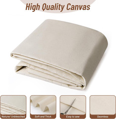 60”W 7Oz Natural Canvas Fabric, Canvas Roll, 100% Cotton Painters Drop Cloth for