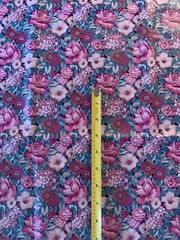 3.5 Yards 54” Vintage Fabric Pink Mauve Roses Flowers Floral Cotton Blend Sheen