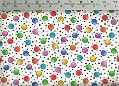 Quilting Treasures ~ Bright Rainbow Dots on White ~ 100% Cotton Quilt Fabric BTY