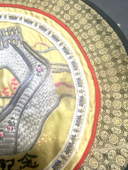 Vintage Great Wall of China Commemorative Chinese Circular Silk Embroidery Panel