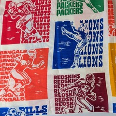 Vintage NFL Football Fabric Colorful Retro Craft Sewing Packers Patriots Saints