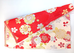Japanese Kinran Brocade Fabric Sakura 4pcs Set 35×30cm Gold Traditional Kimono