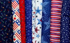 Patriotic Themed Cottons. Brand Manufacturers. FQ’s To Larger Yardages. Lot 100