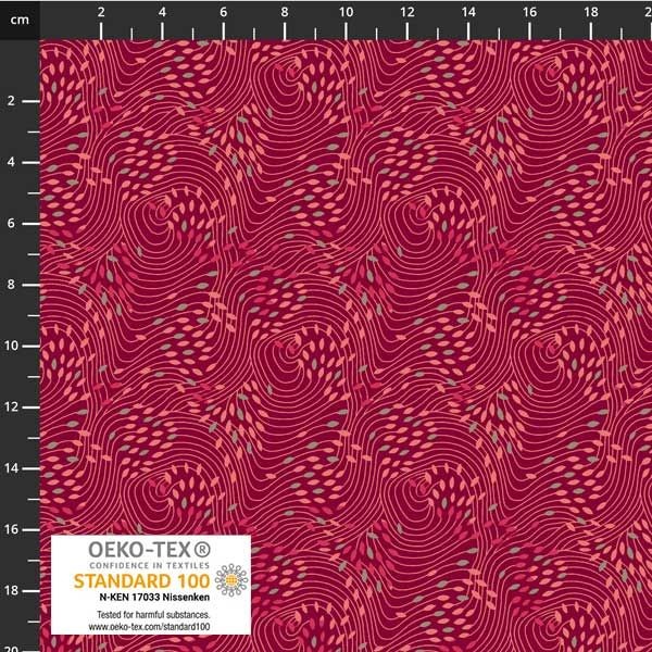 Stof European Quilting Fillippa’s Line Lines Oblong Dots Red Fabric By Yd
