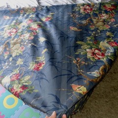 Richloom Platinum Collection Blue Stripe Floral Birds Fabric 6+ Yds NEW Charming