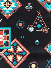 3 Yards Cranston VIP 110″x44″ Southwestern Tribal Aztec on Black Cotton Fabric