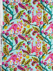 Tula Pink Tabby Road Deja Vu Club Kitty Technomint Cotton 18″ X 43″ Rare