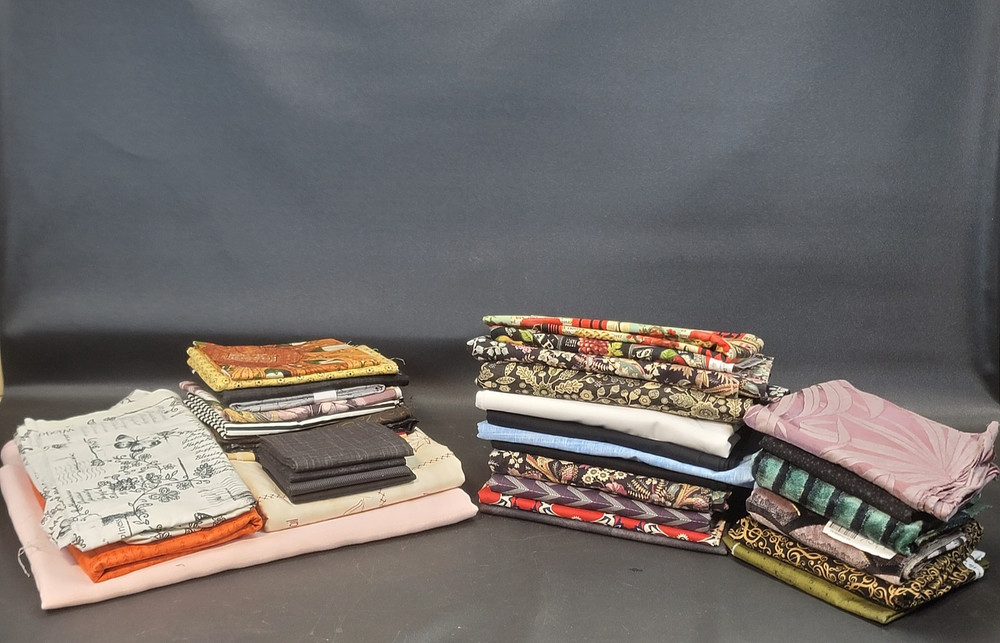 Vintage Lot of 24 lbs of Fabric Remnants Quarters Yards ~ 30 Different Patterns