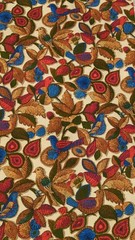 Vtg Mid Century Upholstery Fabric JCPenney Bird Floral Blue Batik Twill BTY NEW