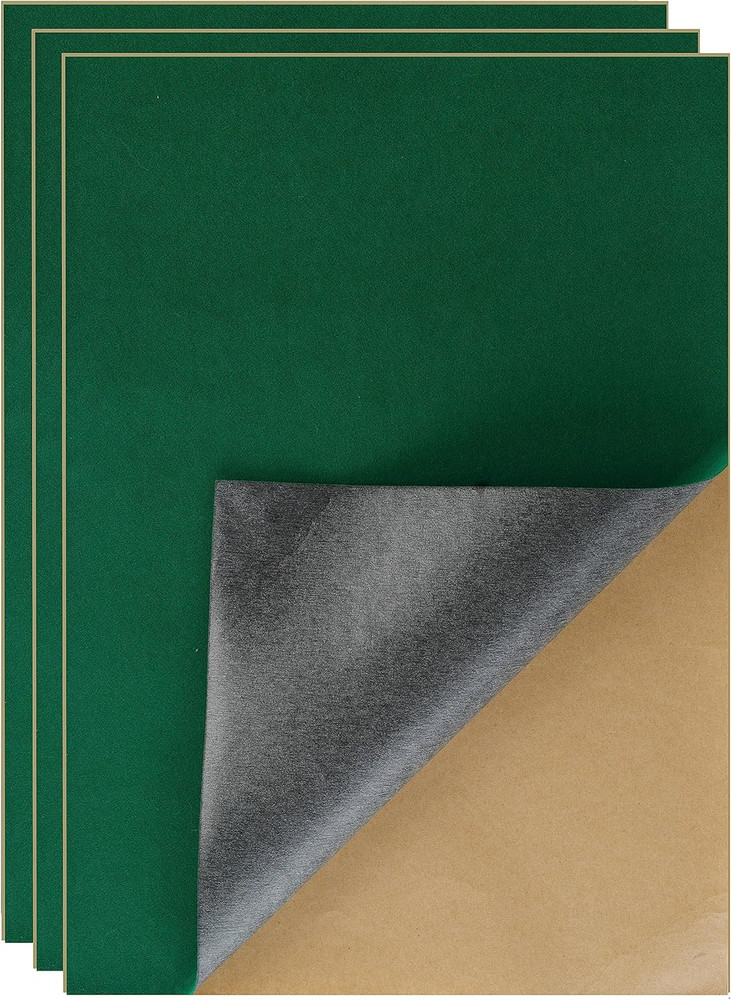 3 Pack Self Adhesive Felt Sheets Green A4 Size Peel and Stick Craft Fabric Roll