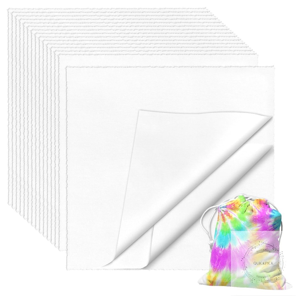 50 PCS 10 x 10 Inch White Fabric Squares Precut White Cotton Squares Solid Color
