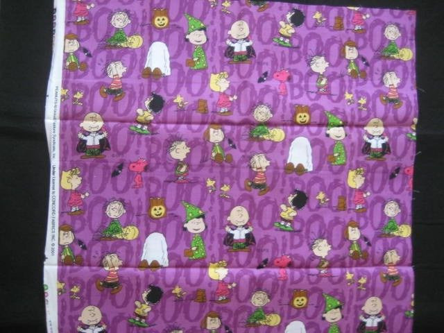 Peanuts 2001 Halloween BOO Fabric 2 Pieces 24 x 44 / 36 x 44 in.